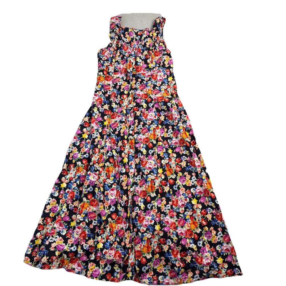 Floral garden Corset Top Retro Cotton Midi Dress summer Button Down Wedding Part